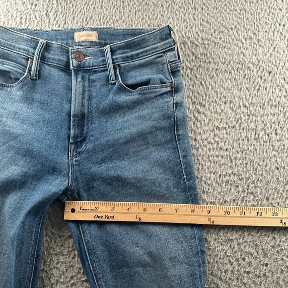 MOTHER Mid-Blue Frayed Hem Ankle Jeans - Picture 7 of 15